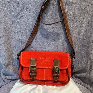 Coach Leather Shoulder Bag Authentic Orange F30-9358